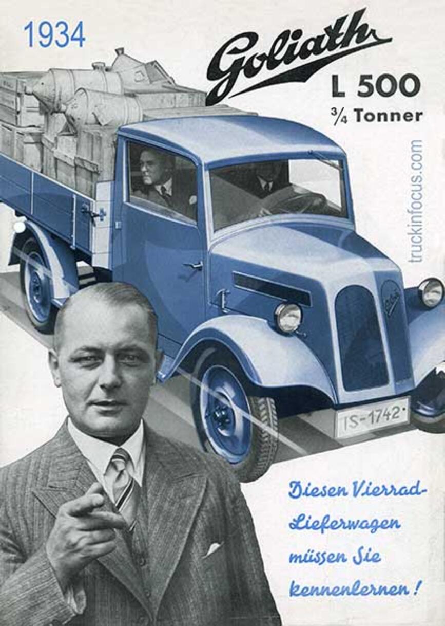 Front page of a German-language Borgward (Goliath) brochure from 1934 Front page of a German-language Borgward (Goliath) brochure from 1934