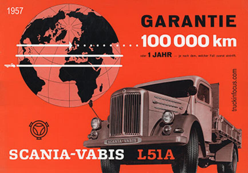 Titelseite eines Scania-Vabis-Prospekts aus der Schweiz von 1957