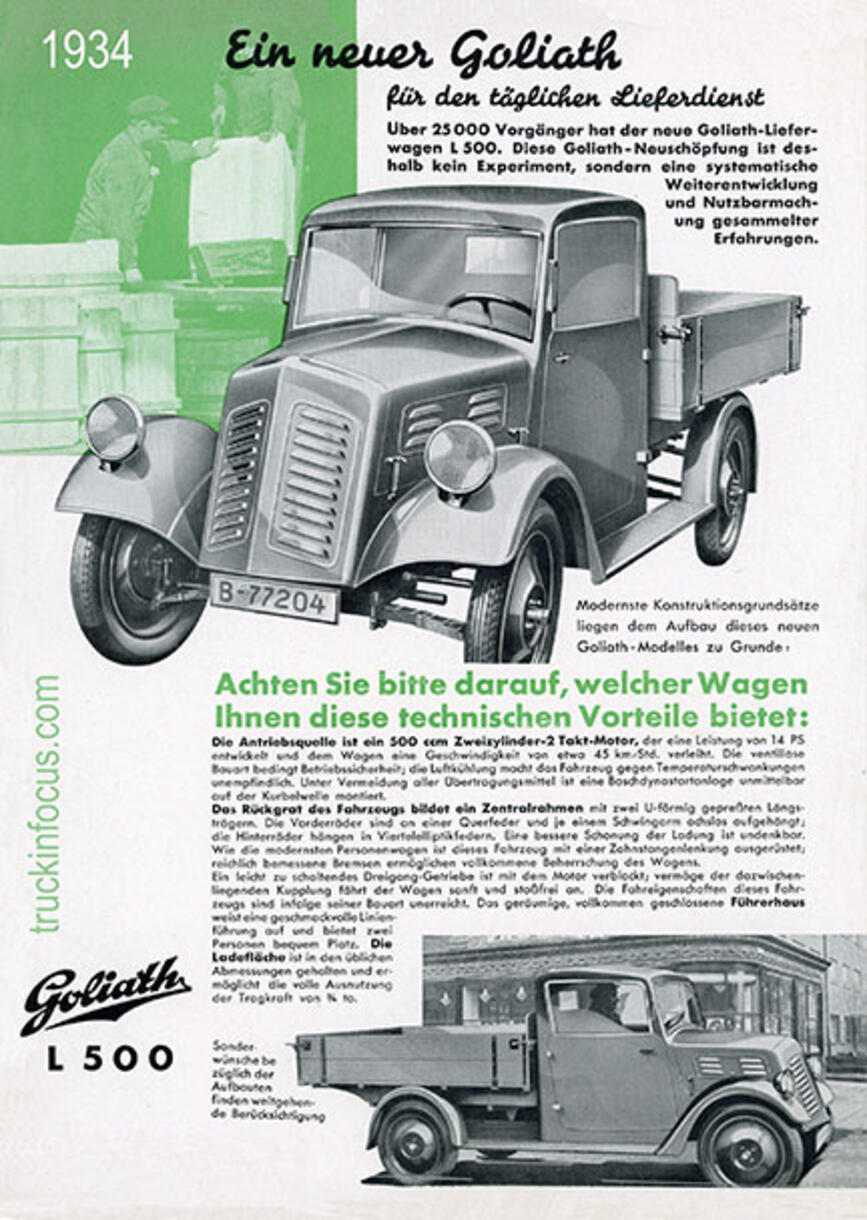 Front page of a German-language Borgward (Goliath) brochure from 1934 Front page of a German-language Borgward (Goliath) brochure from 1934