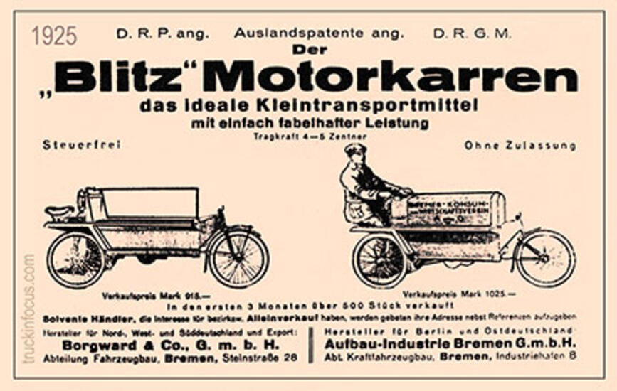 German-language Borgward ad from 1925 German-language Borgward ad from 1925