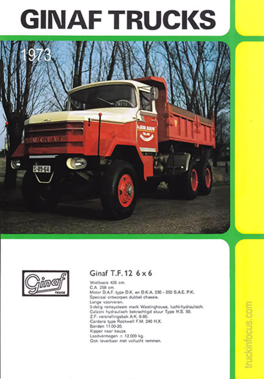 Front page of a Dutch language Ginaf brochure from 1973