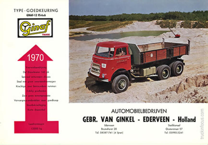 Front page of a Dutch language Ginaf brochure from 1970