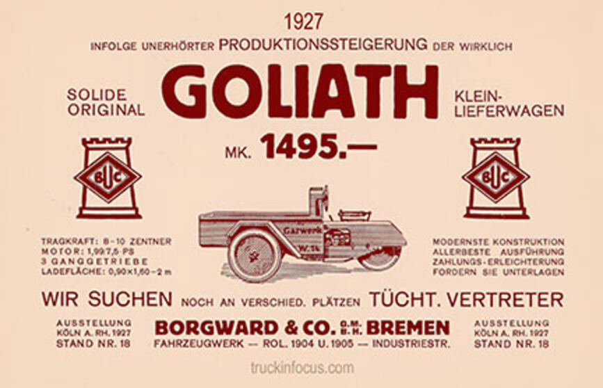 German-language Borgward (Goliath) ad from 1927 German-language Borgward (Goliath) ad from 1927