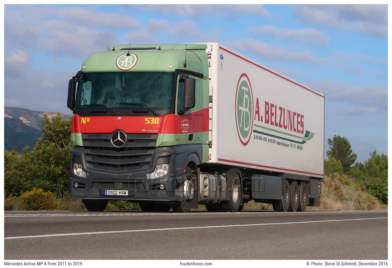 Mercedes Actros MP 4 from 2011 to 2019 Photo December 2016
